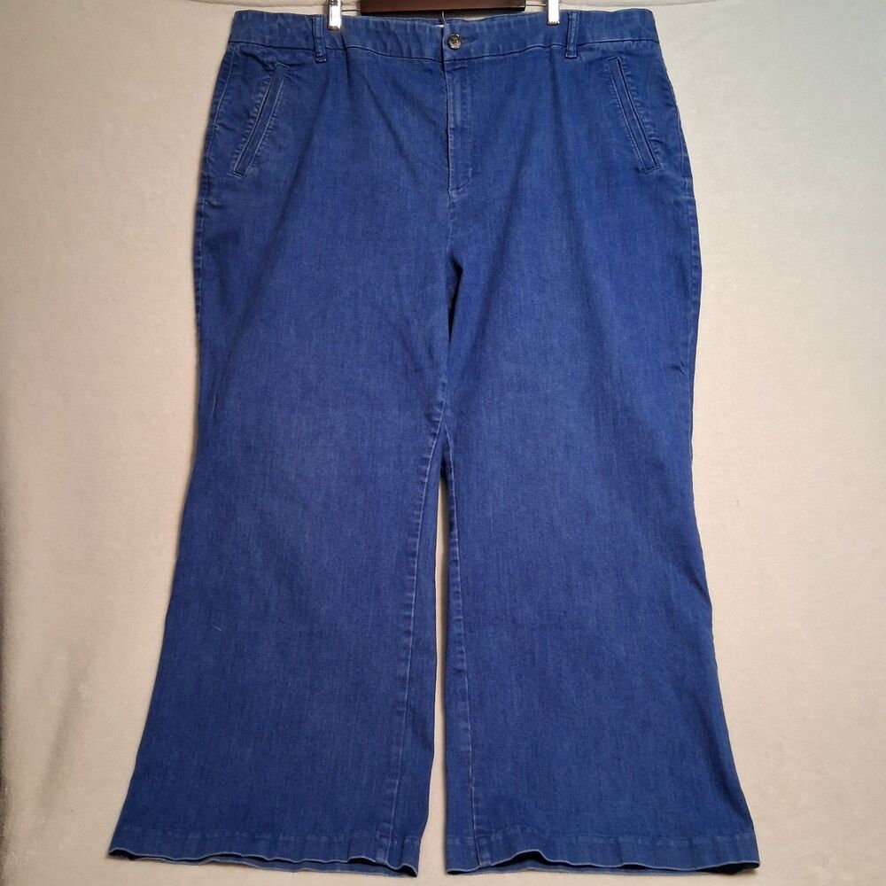 Lane Bryant 28 Jeans Bright Blue Stretch High Rise Wide Leg Denim Cassic Basic